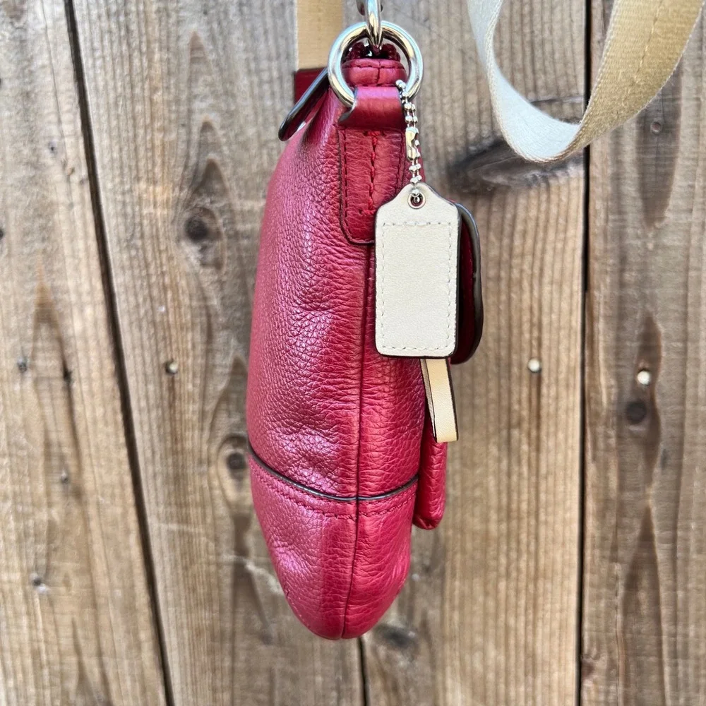 Coach Park F49170 Red Pebbled Leather Swingback Small Crossbody Shoulder Bag